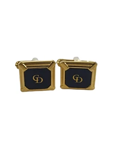 Dior Gold Plated and Black Onyx Cufflink