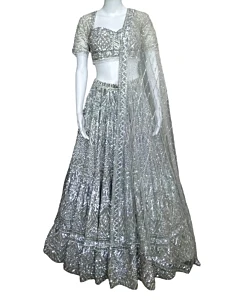 Falguni & Shane Peacock Silver Embellished Lehenga Set