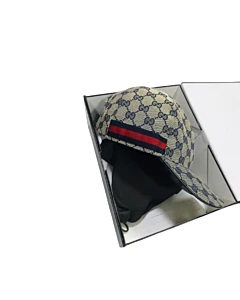 Gucci GG Canvas Baseball Blue/Red Web Hat