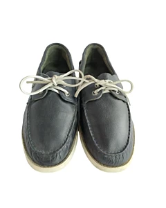 Hackett London Black Leather Deck Boat Shoe