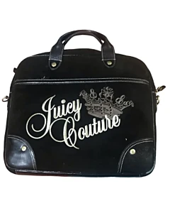 Juicy Couture Black Velvet & Leather Laptop Bag