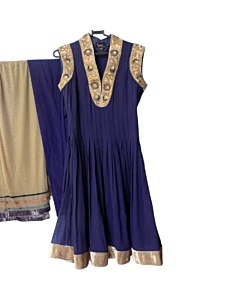 Rohit Bal Navy Blue & Golden Border Salwar Kameez