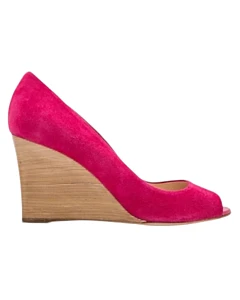 Tods Suede Leather Peep Toe Wedges