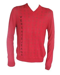 Versace Jeans Red Logo Print Cotton Sweater